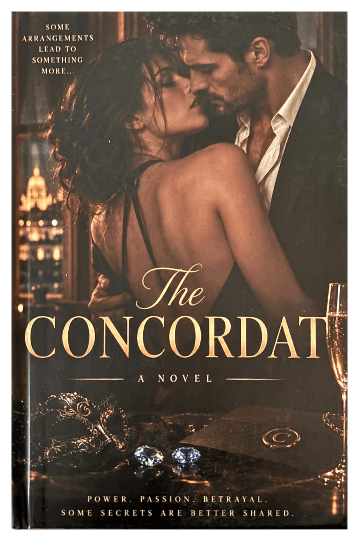 The Concordat, a finished hardcover romance with an illustrated cover and gold lettering